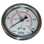 گیج فشار ویکا صفحه 63 میلی متر کانکشن برنجی از پشت  با رنج 1000-0 بار