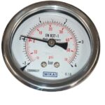 گیج فشار ویکا صفحه 63 میلی متر کانکشن برنجی از پشت  با رنج 4+تا1- بار